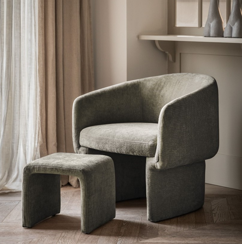 Retro Style Fabric Armchair - Three Colours