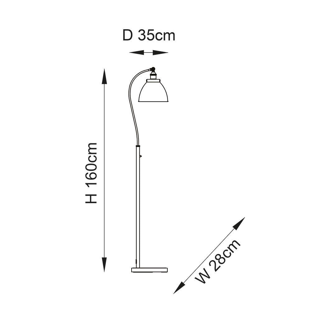 Floor lamp with dimensions labeled on a white background