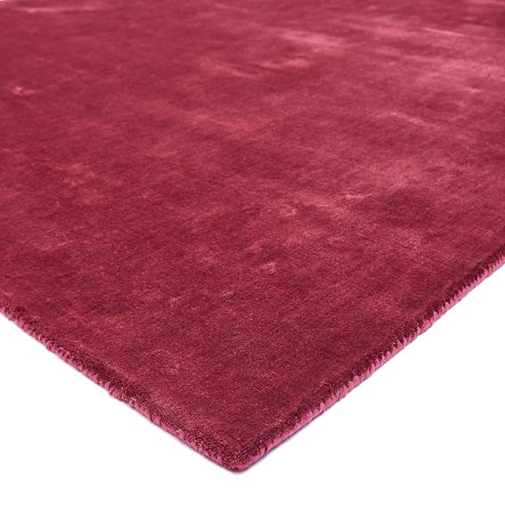 Close-up of a red rug with a textured surface on a white background