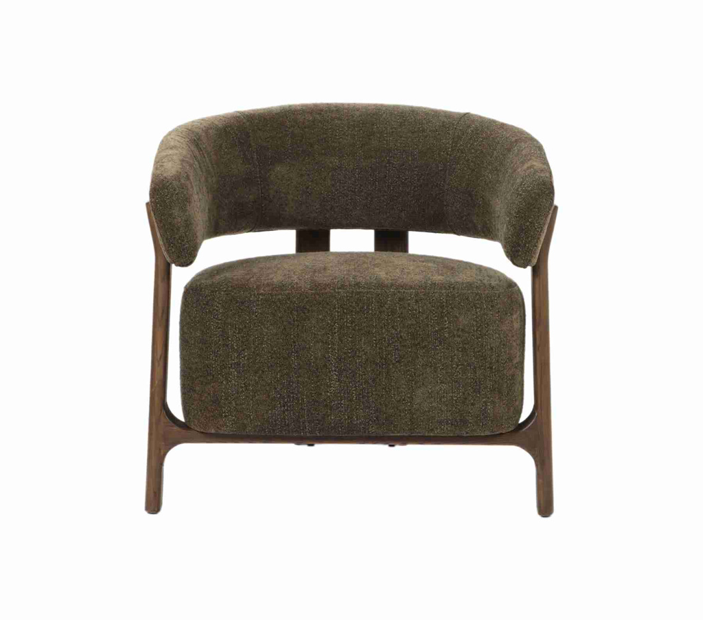 rural armchair with a textured fabric on a white background