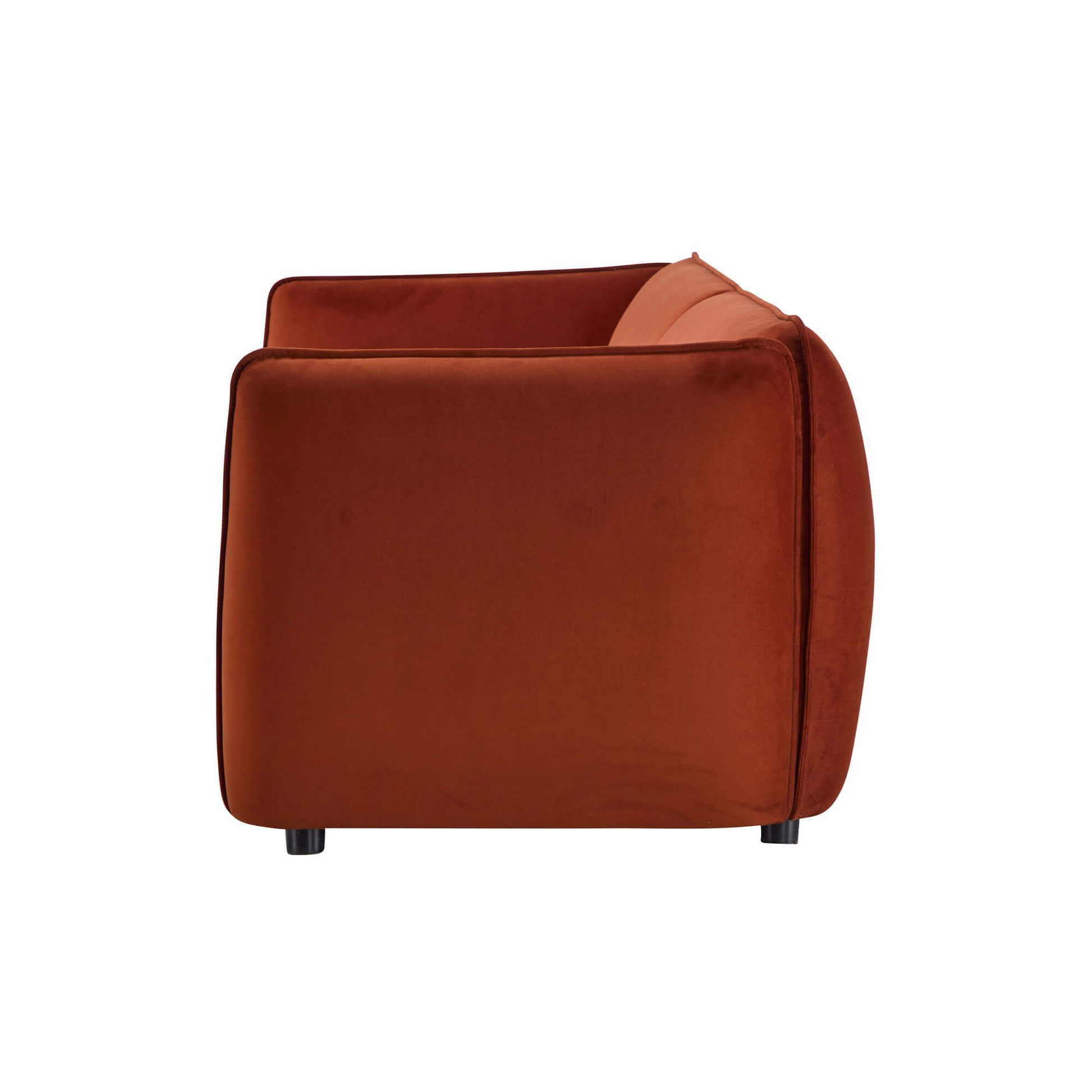rust orange armchair on a white background