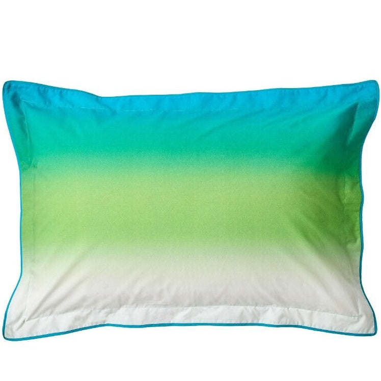 Gradient blue to green pillow on a white background