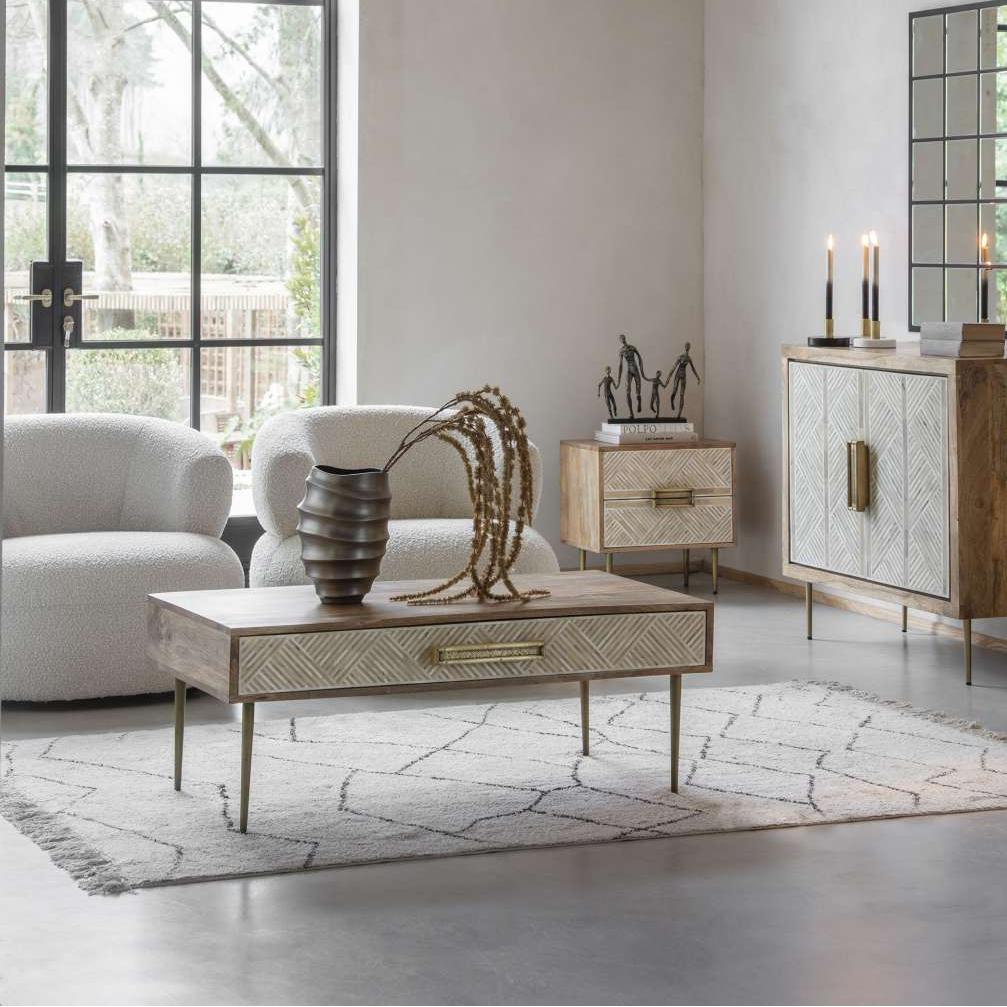 Scandi Bone and Mango Wood Coffee Table