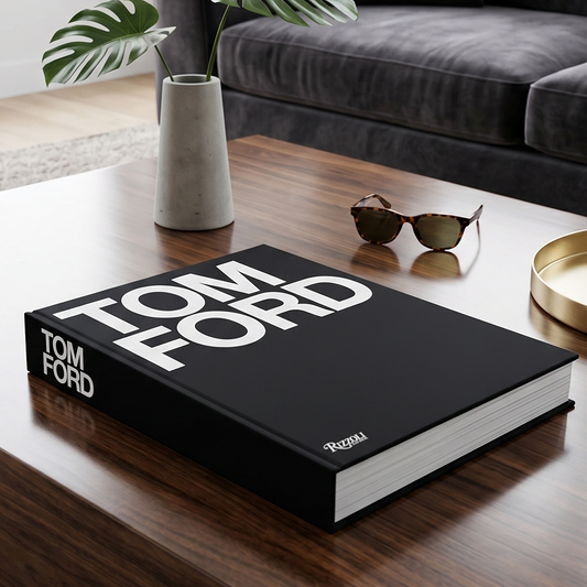 Tom Ford book on a coffee table in a modern living room