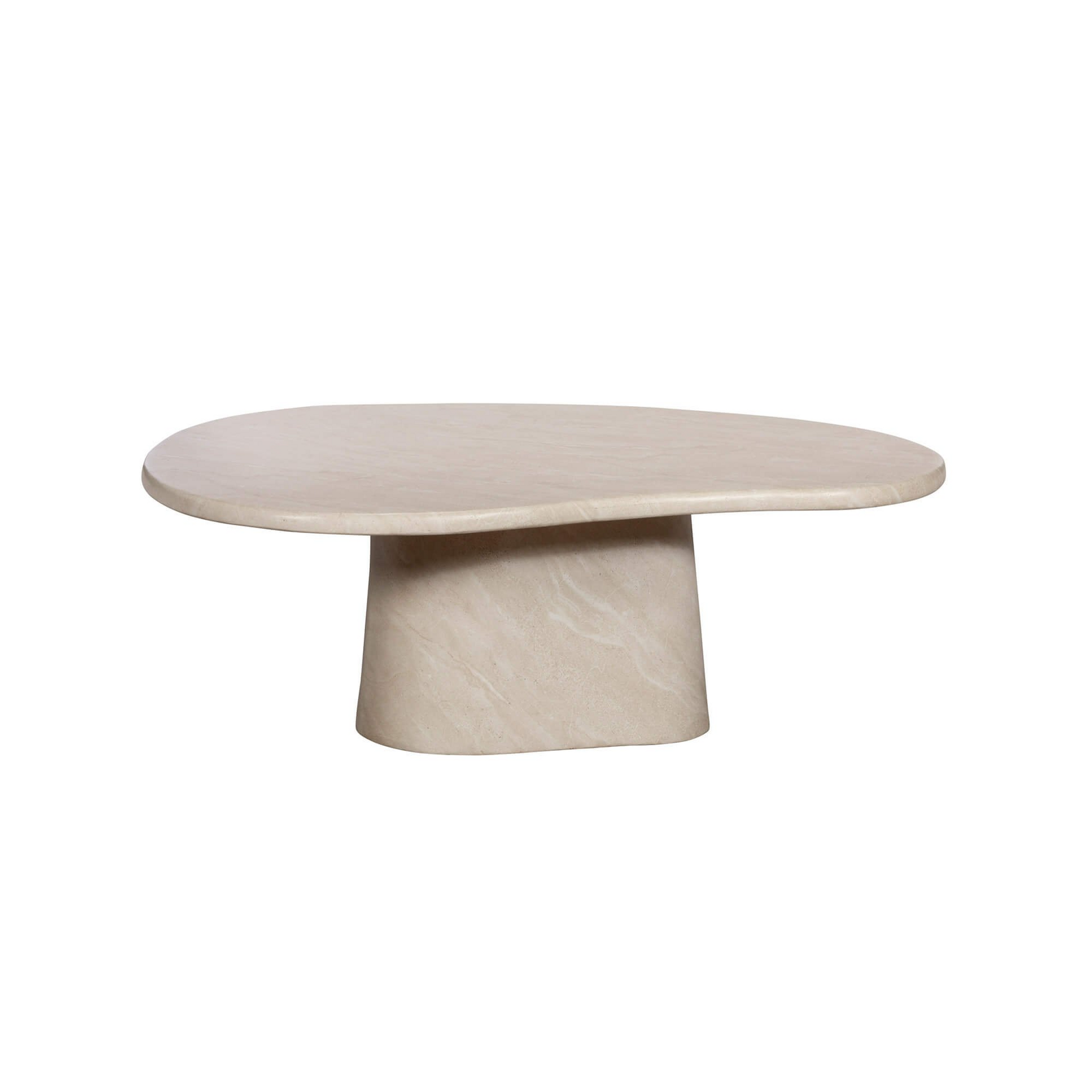 Beige marble coffee table on a white background