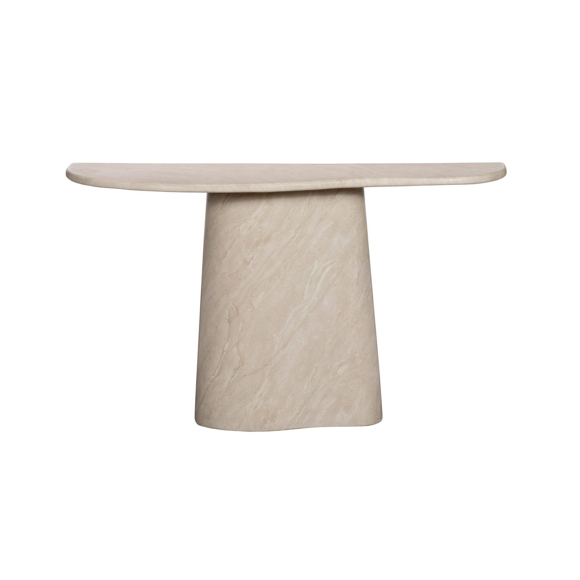 Beige marble console table on a white background
