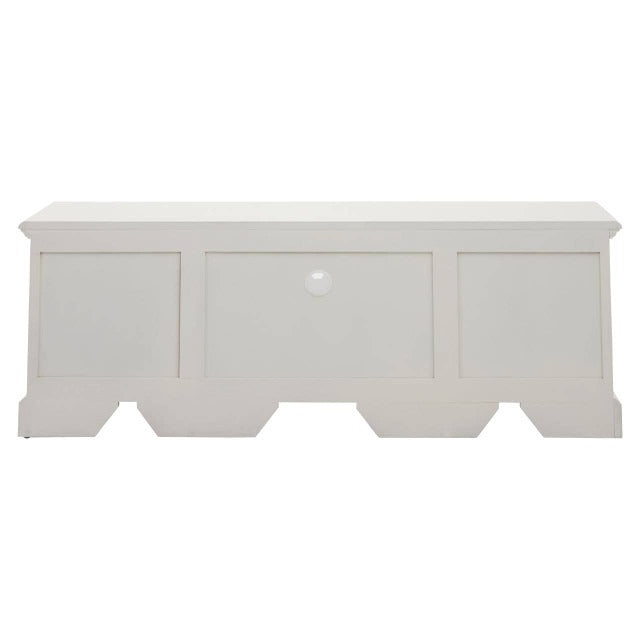 White wooden media unit with on a white background
